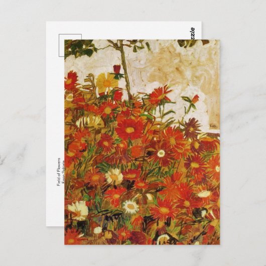Carte Postale Champ de fleurs par Egon Schiele (Devant / Derrière)