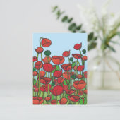 Carte Postale Champ de fleurs rouges de pavot (Debout devant)