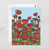 Carte Postale Champ de fleurs rouges de pavot (Devant / Derrière)