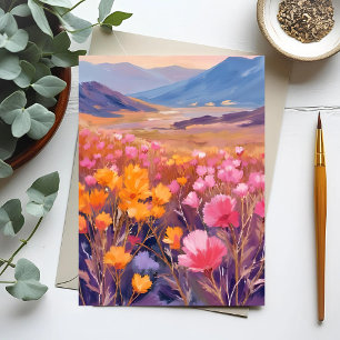 Carte Postale Champ de fleurs sauvages   Peinture de paysage flo