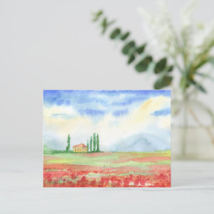 Carte Postale Champ de pavots en Toscane