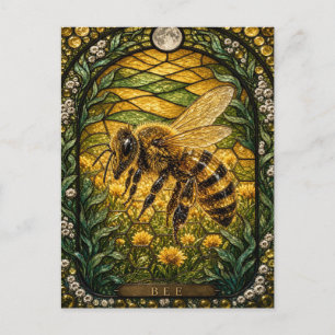 Carte Postale Champ de trèfle abeille vitrail Illumina