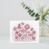 Carte Postale Champ Fleur Imaginaire rose (Debout devant)