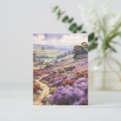 Carte Postale Champ Heather Moorland Dans Un Paysage De Vallée (Debout devant)