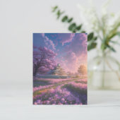 Carte Postale Champ rose vif, Villa japonaise (Debout devant)