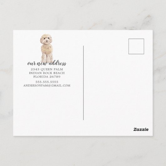 Carte Postale champagne cockapoo Moving Faire-part Postcard (Dos)