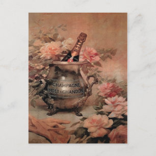 Carte Postale Champagne et Rose