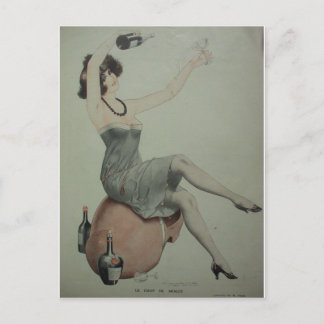 Carte Postale Champagne Flapper Girl 1920