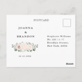 Carte Postale Champagne Ivory Blush Rose Floral Vert RSVP (Dos)