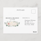 Carte Postale Champagne Ivory Blush Rose Floral Vert RSVP (Dos)