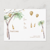 Carte Postale Champagne Mariage tropical Enregistrer la date Car (Devant)