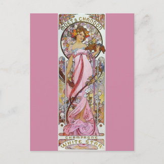 Carte Postale Champagne rose - Art Nouveau