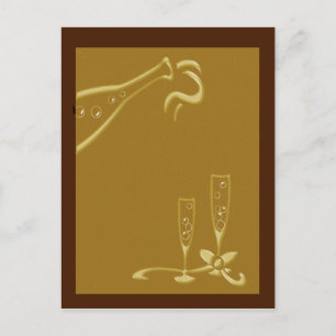 Carte Postale champagne rouge et or
