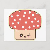 Carte Postale Champignon Kawaii, adorable toadstool rouge blanc (Devant)
