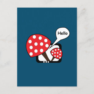 Carte Postale Champignon Rouge Disant Bonjour Depuis La Télévisi