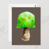 Carte Postale Champignon vert aquarelle champignons mignons (Devant / Derrière)