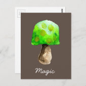 Carte Postale Champignon vert aquarelle champignons mignons (Devant / Derrière)