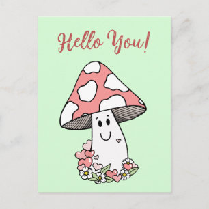 Carte postale champignon visage heureux