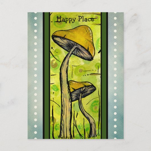 Carte Postale Champignons Abstraits En Aquarelle. (Devant)