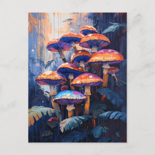 Carte Postale Champignons colorés jungle de forêt tropicale