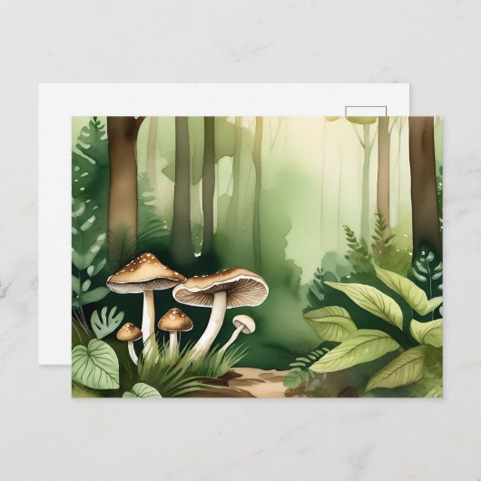 Carte Postale Champignons complexes avec lave-linge vert doux (Devant / Derrière)