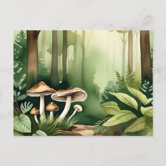 Carte Postale Champignons complexes avec lave-linge vert doux (Devant)