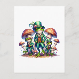 Carte Postale Champignons Cottagecore Danse Fantaisiste Grenouil