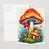 Carte Postale Champignons de forêt sauvage (Devant / Derrière)