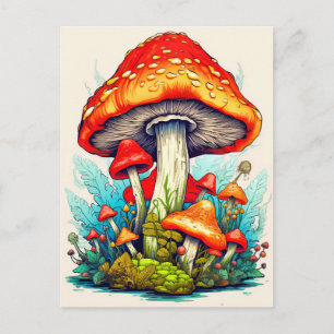 Carte Postale Champignons de forêt sauvage