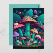 Carte Postale Champignons elfes dans le champ (Devant / Derrière)