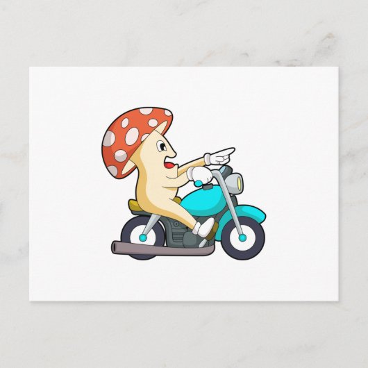 Carte Postale Champignons en moto avec moto (Devant)