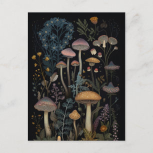 Carte Postale Champignons et fleurs