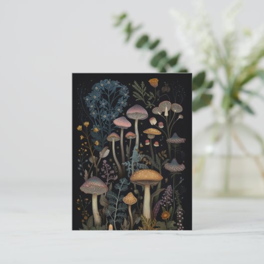 Carte Postale Champignons et fleurs (Debout devant)