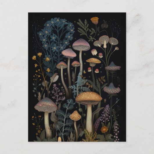 Carte Postale Champignons et fleurs (Devant)