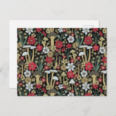Carte Postale Champignons et fleurs rouges et verts (Devant / Derrière)