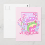 Carte Postale Champignons et grenouilles mignons - My Heart Leap (Devant / Derrière)