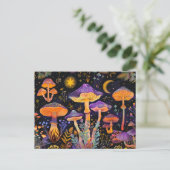 Carte Postale Champignons Imaginaires Violets Sous Flamme (Debout devant)