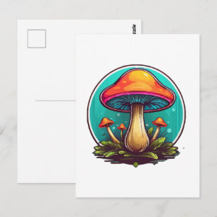 Carte Postale Champignons magiques colorés