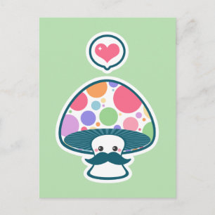 Carte Postale Champignons mignons avec Moustache