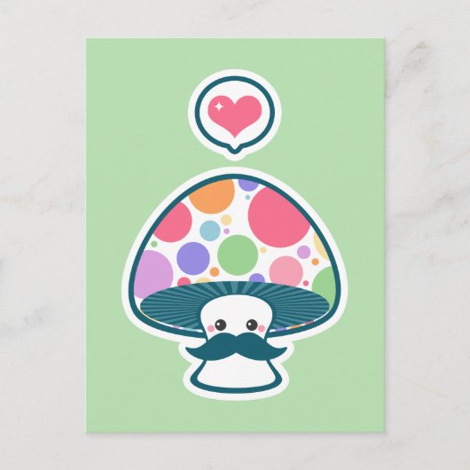 Carte Postale Champignons mignons avec Moustache (Devant)