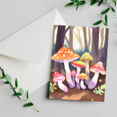 Carte Postale Champignons Mignons | Forêt Aquarelle