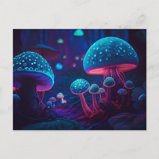 Carte Postale Champignons psychédéliques Abstraits colorés (Devant)