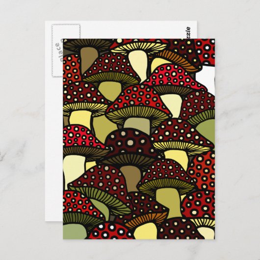 Carte postale Champignons rouges (Devant / Derrière)