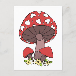 Carte Postale Champignons rouges mignons