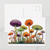 Carte Postale Champignons vert orange (Devant / Derrière)