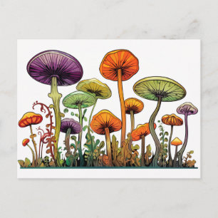 Carte Postale Champignons vert orange