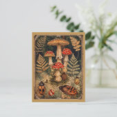 Carte Postale Champignons vintages en bois Salutation d'automne (Debout devant)