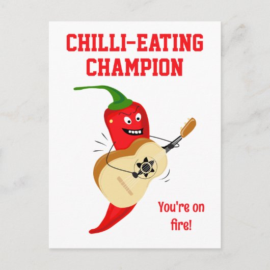 Carte Postale Champion de la Mange de chili Vous êtes en feu amu (Devant)