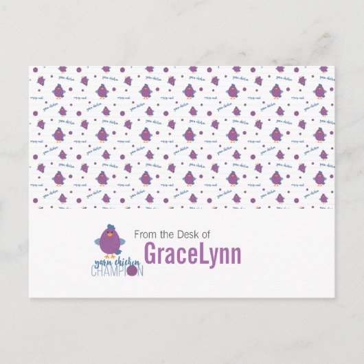 Carte Postale Champion de poule pourpre et bleu (Devant)