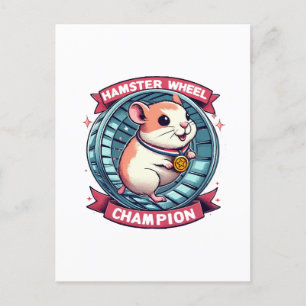 Carte Postale Champion de roue de hamster